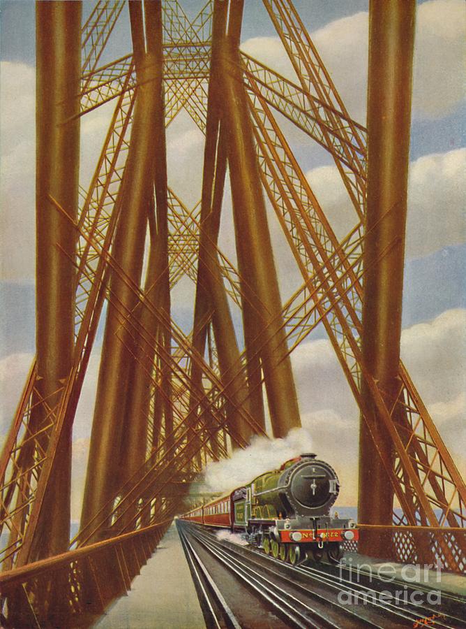 East Coast Express Crossing The Forth Drawing by Print Collector