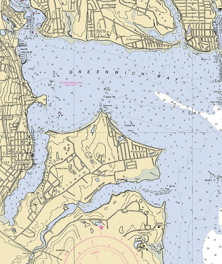 East Greenwichrhode Island Nautical Chart Mixed Media by Bret Johnstad