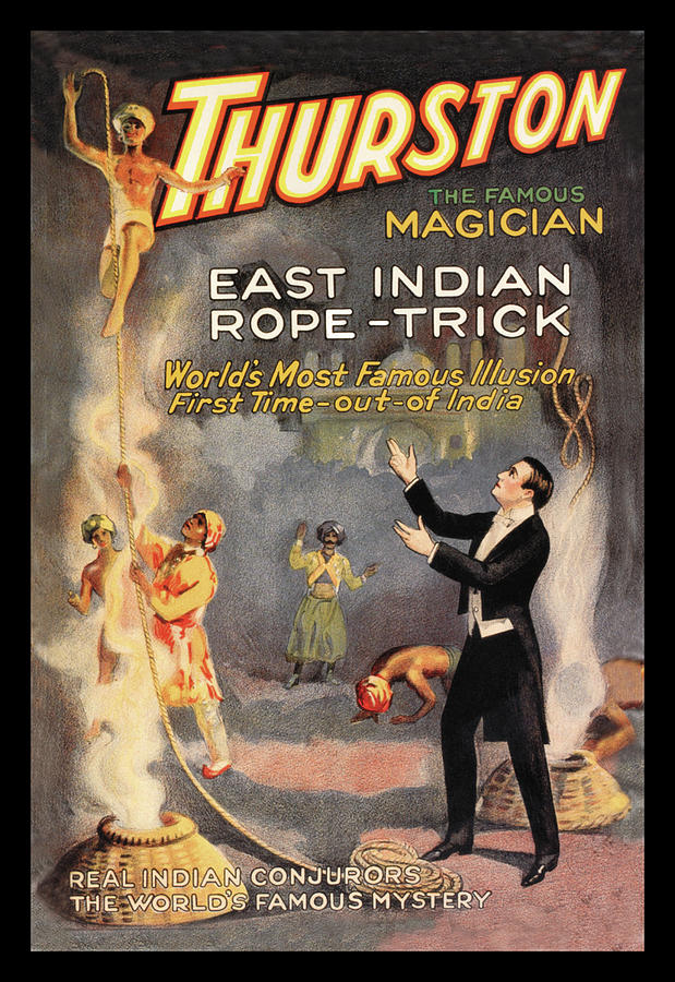 East Indian Rope Trick: Thurston the Famous Magician Painting by Strobridge