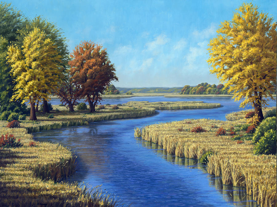 Sunrise River, East of Stacy Painting by Rick Hansen