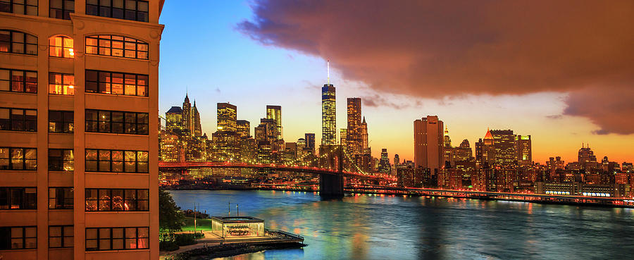East River & Nyc Skyline Digital Art by Maurizio Rellini