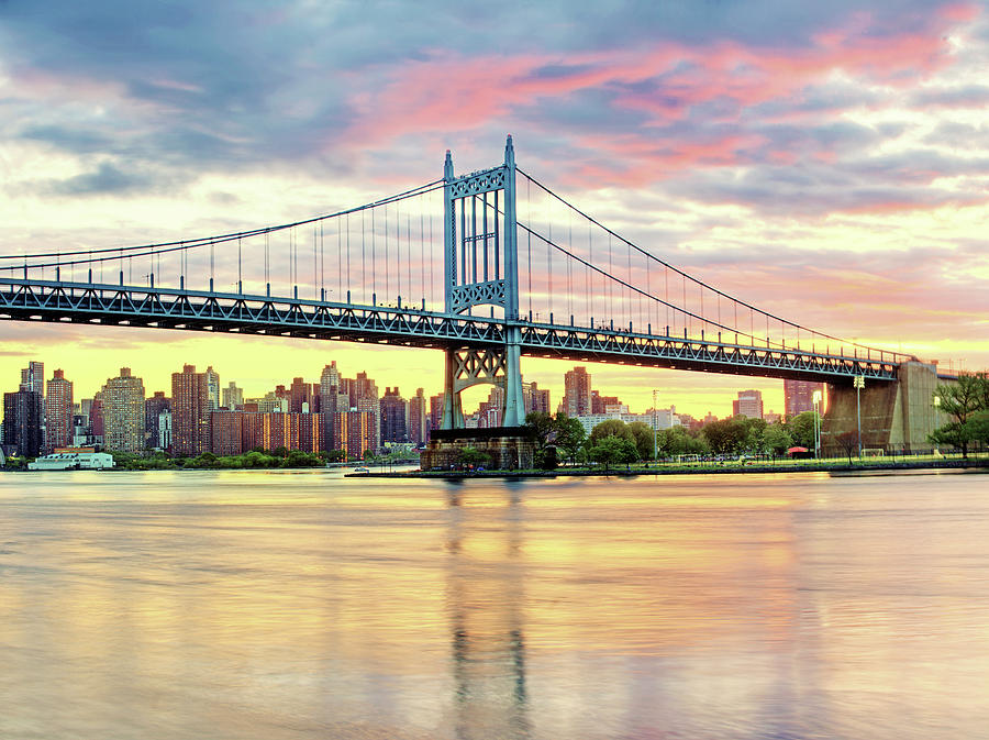 East River Sunset Over Triboro Bridge Photograph by Tony Shi Photography