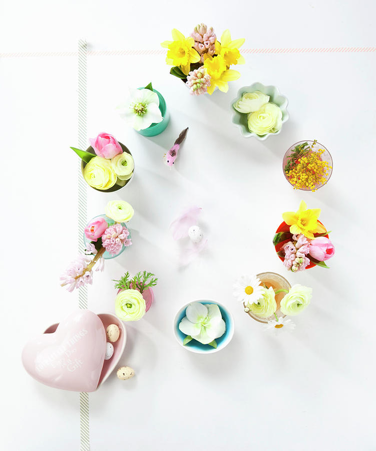 Easter Arrangement Of Flowers On Table Photograph by Gonkel/stegeman