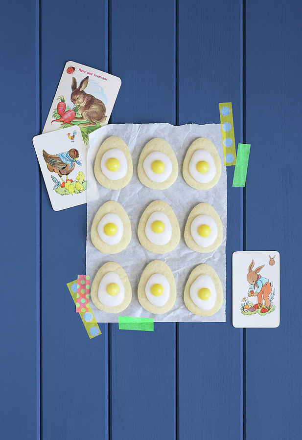 Easter Biscuits Shaped Like Fried Eggs Photograph by Thordis Rggeberg
