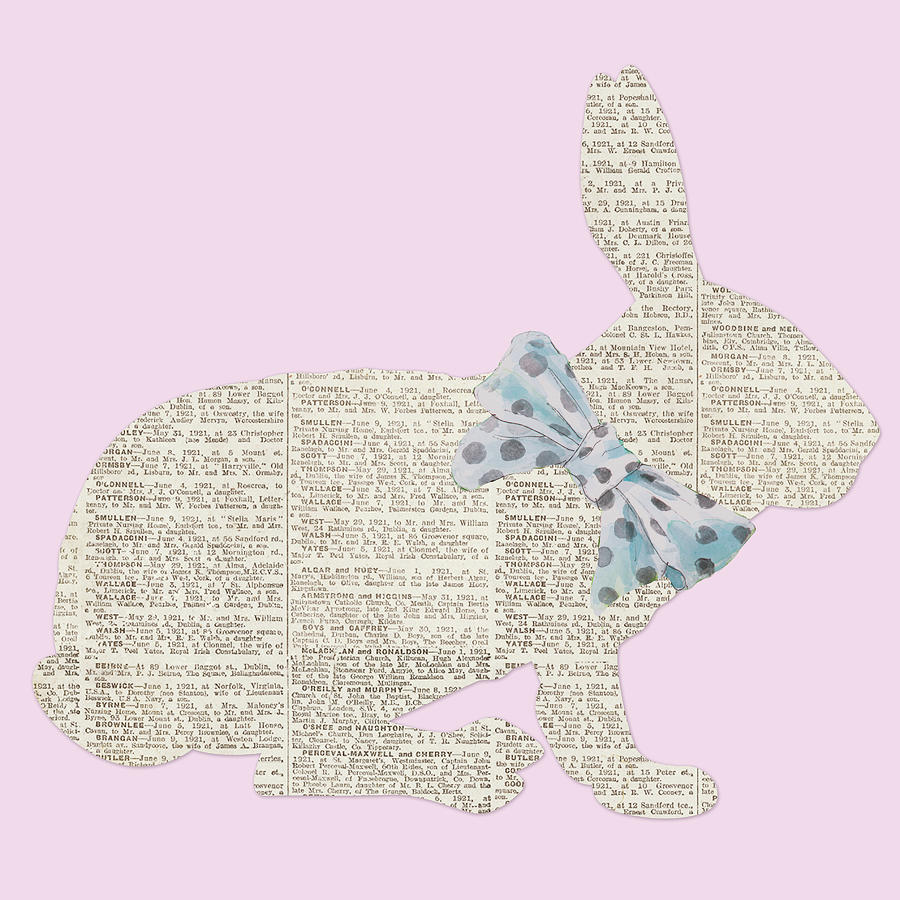 Easter Mixed Media - Easter Bunny Silhouette With Bow by Lanie Loreth