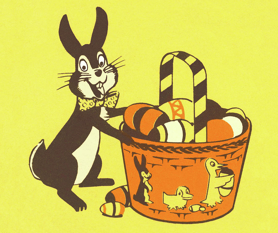 Easter Drawing - Easter Bunny With Basket by CSA Images