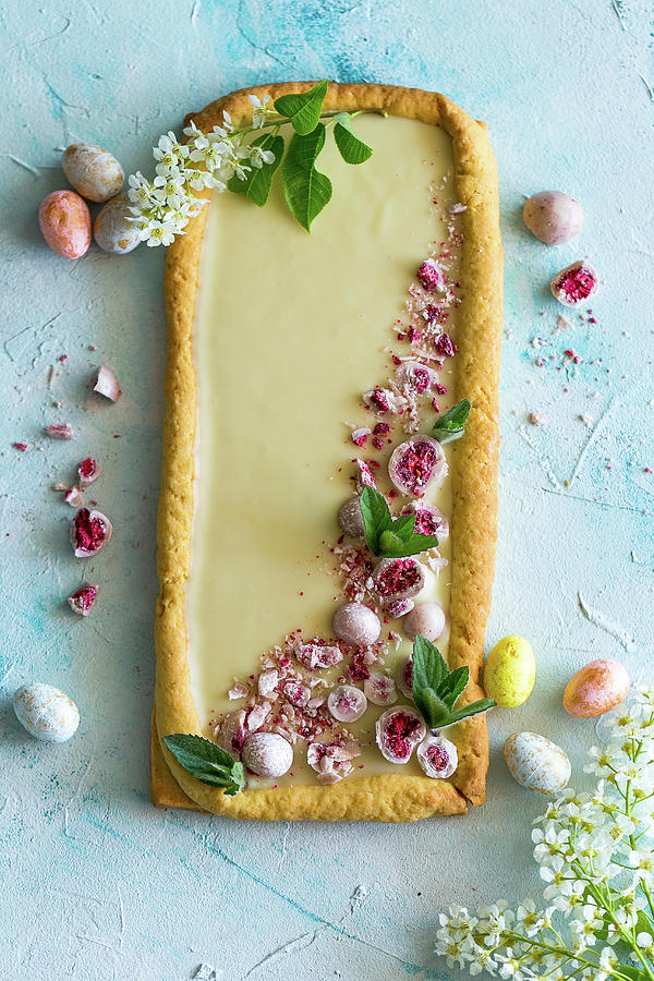 Easter Cake Decorated With Crumbled Confectionery Eggs Photograph by Anna Lukasiewicz