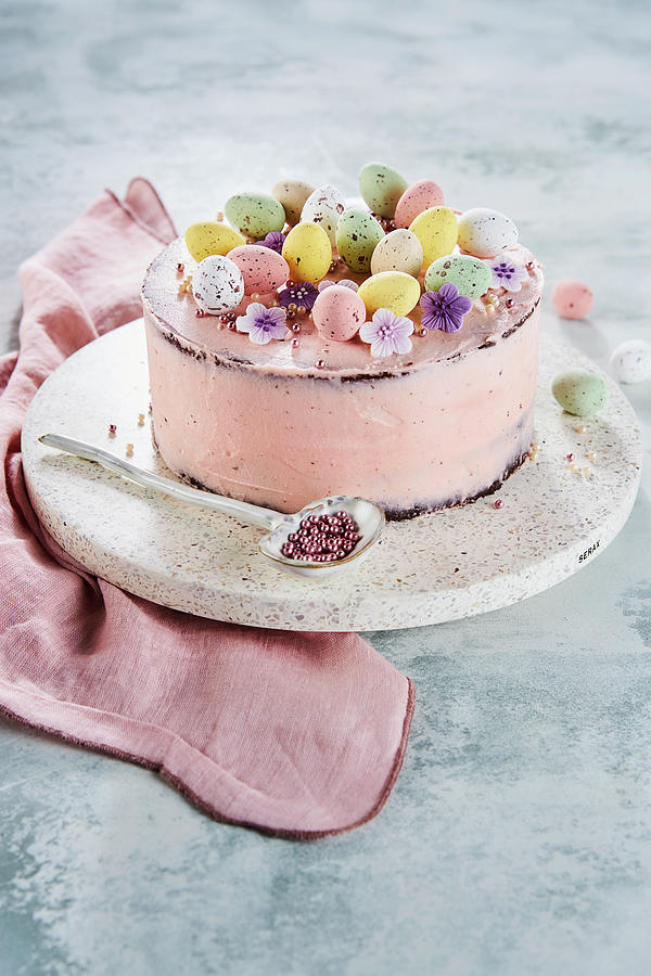 Easter Cake With Chocolate Eggs Photograph by Arjan Smalen Photography