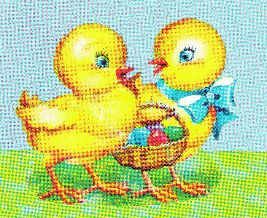 Chicken Drawing - Easter chicks by CSA Images