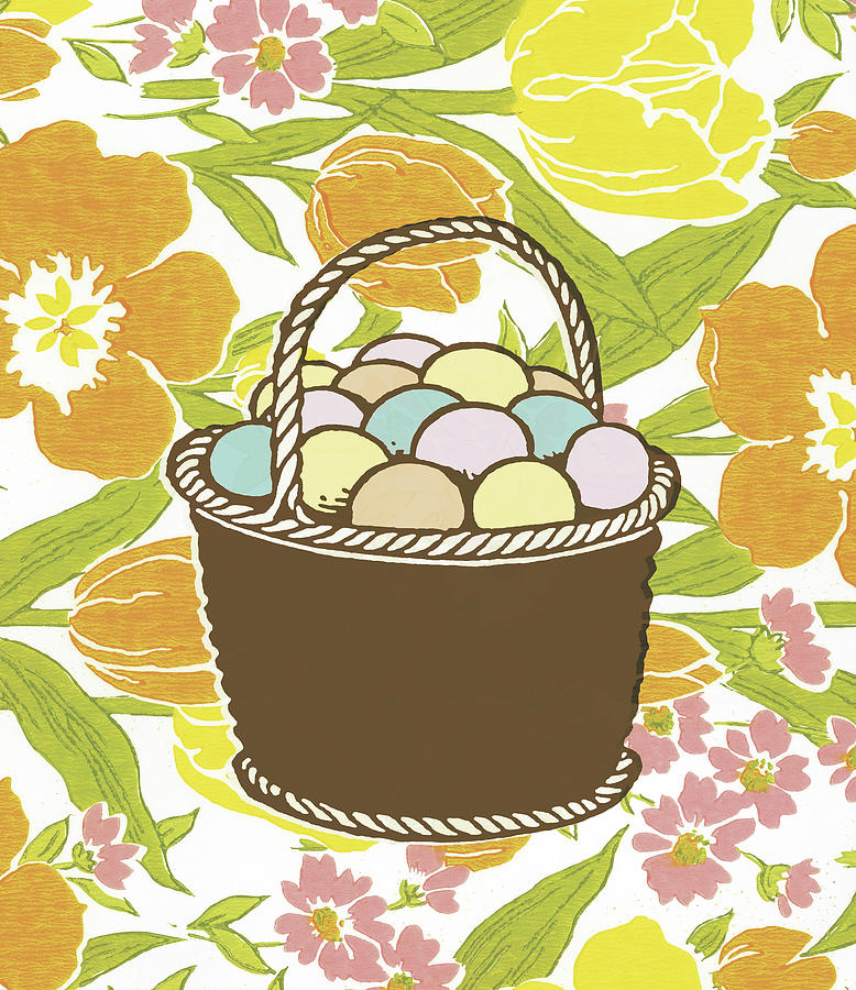 Easter Drawing - Easter egg basket by CSA Images