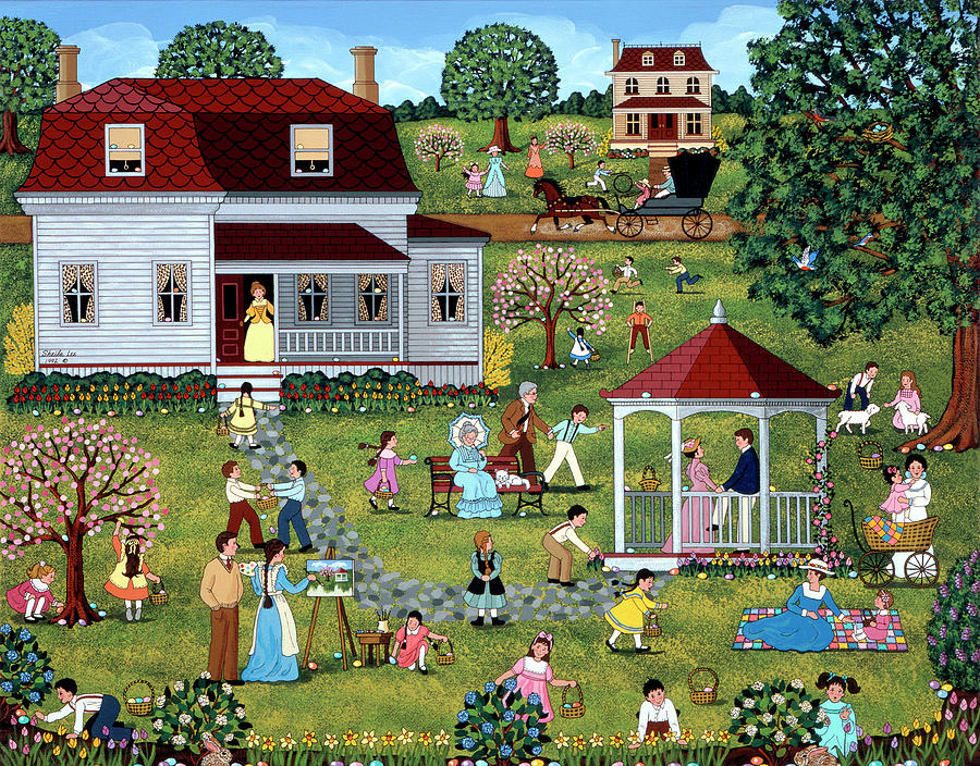 Tree Painting - Easter Egg Hunt by Sheila Lee