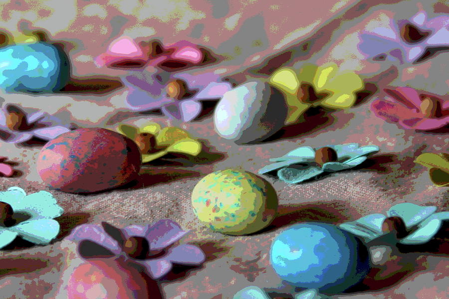 Easter Photograph - Easter Eggs And Faux Flowers 2 by Cathy Lindsey