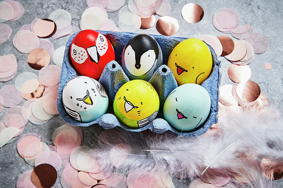 Easter Eggs Decorated With Bird Motifs Photograph by Brigitte Sporrer