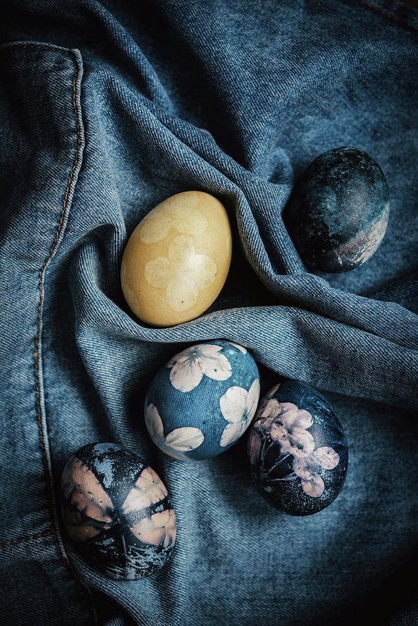 Easter Eggs Dyed With Natural Colours And Decorated With Flowers Photograph by Justina Ramanauskiene