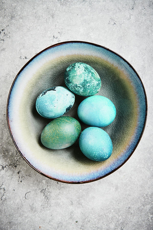 Easter Eggs Dyed With Red Cabbage Photograph by Brigitte Sporrer