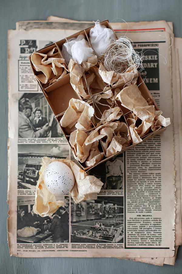Easter Eggs In Old Storage Box Photograph by Alicja Koll
