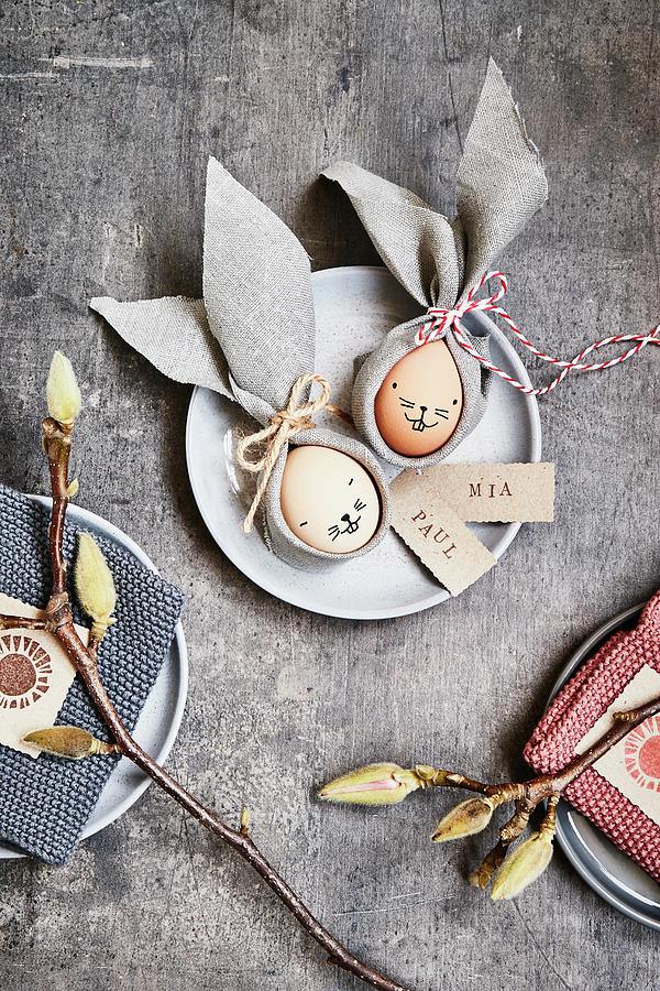 Easter Eggs With Napkin Ears Photograph by Brigitte Sporrer