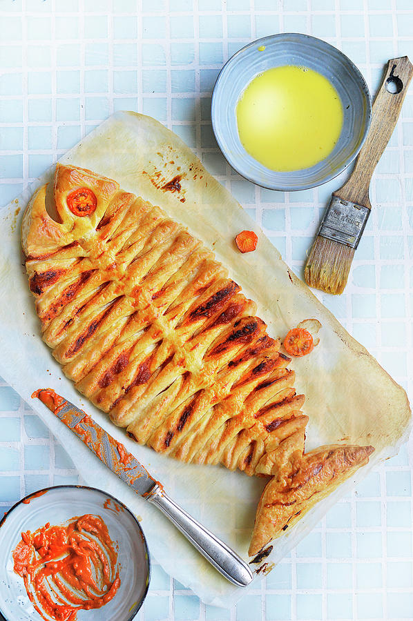 Easter Flaky Pastry Fish With Tomato Puree Photograph by Keroudan