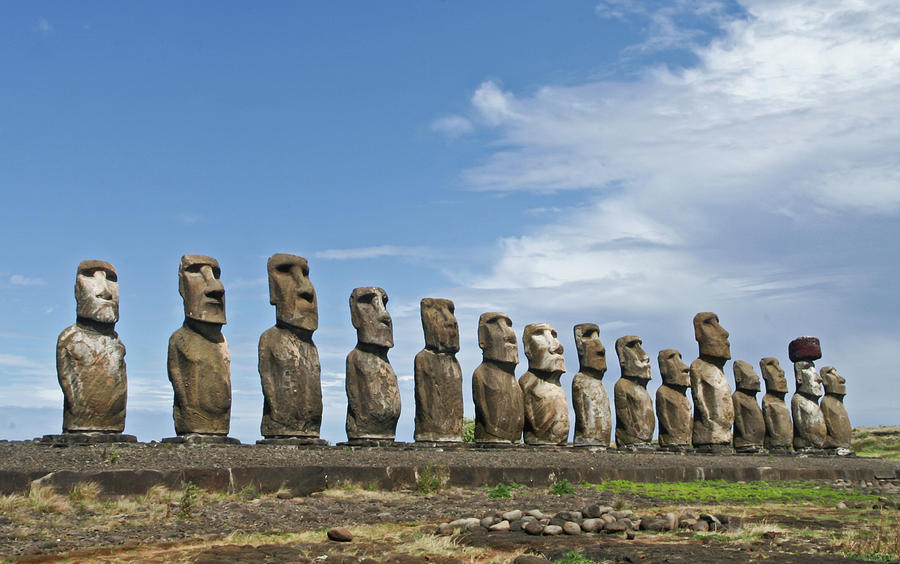 Easter Island - Moai In A Row In Ahu Photograph by © Frédéric Collin