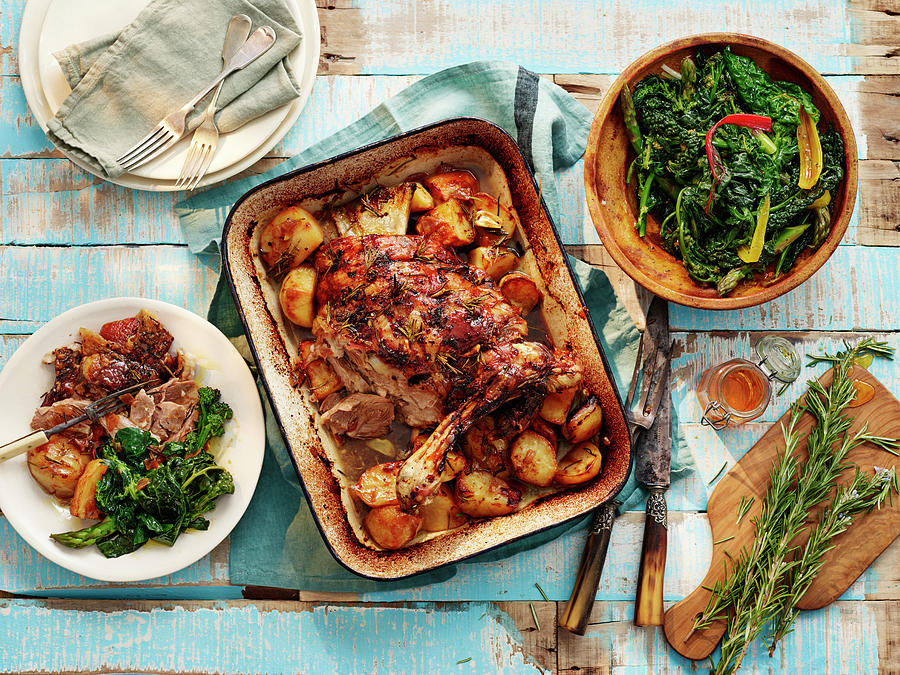 Easter Lamb With Potatoes And Chard Photograph by Gareth Morgans
