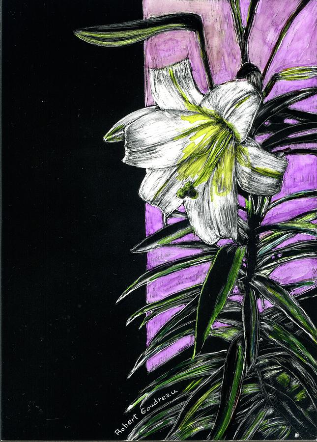 Holiday Painting - Easter Lily by Robert Goudreau Holiday Painting - Easter Lily by Robert Goudreau