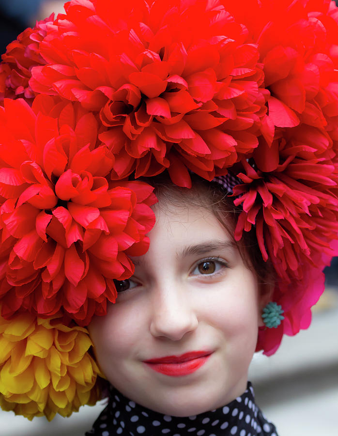 Easter Parade 4_21_2019 NYC Girl in Flower Hat Photograph by Robert Ullmann