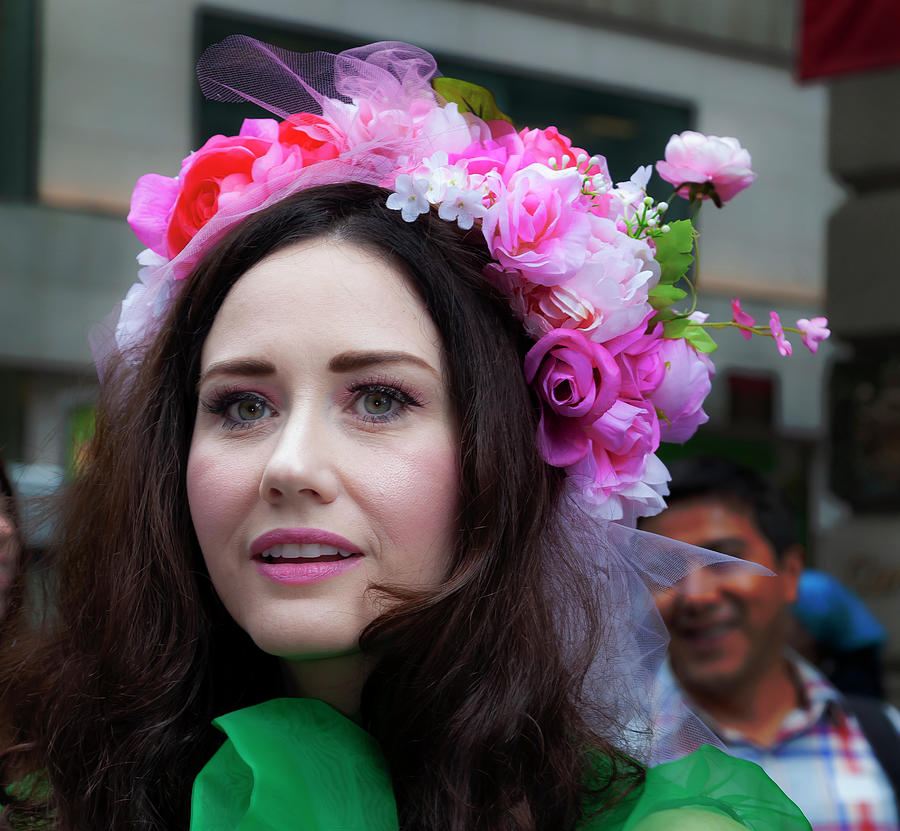 Easter Parade 4_21_2019 NYC Woman in Flowered Hat  Photograph by Robert Ullmann