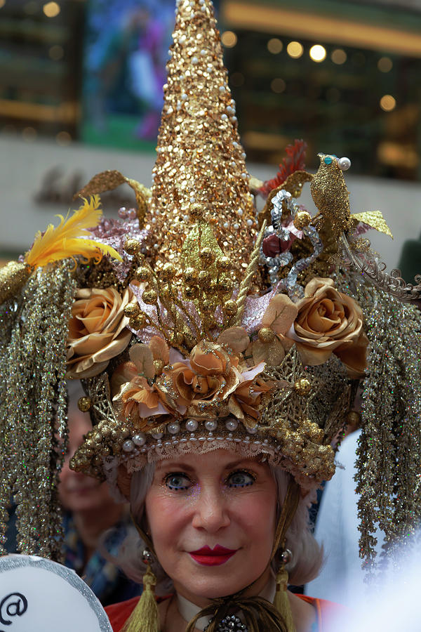 Easter Parade 4_21_2019 NYC Woman Wearing Ornate Hat Photograph by Robert Ullmann