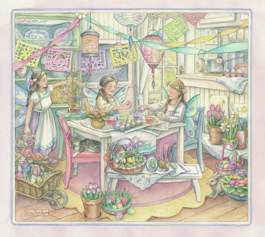 Easter Painting - Easter Party by Kim Jacobs