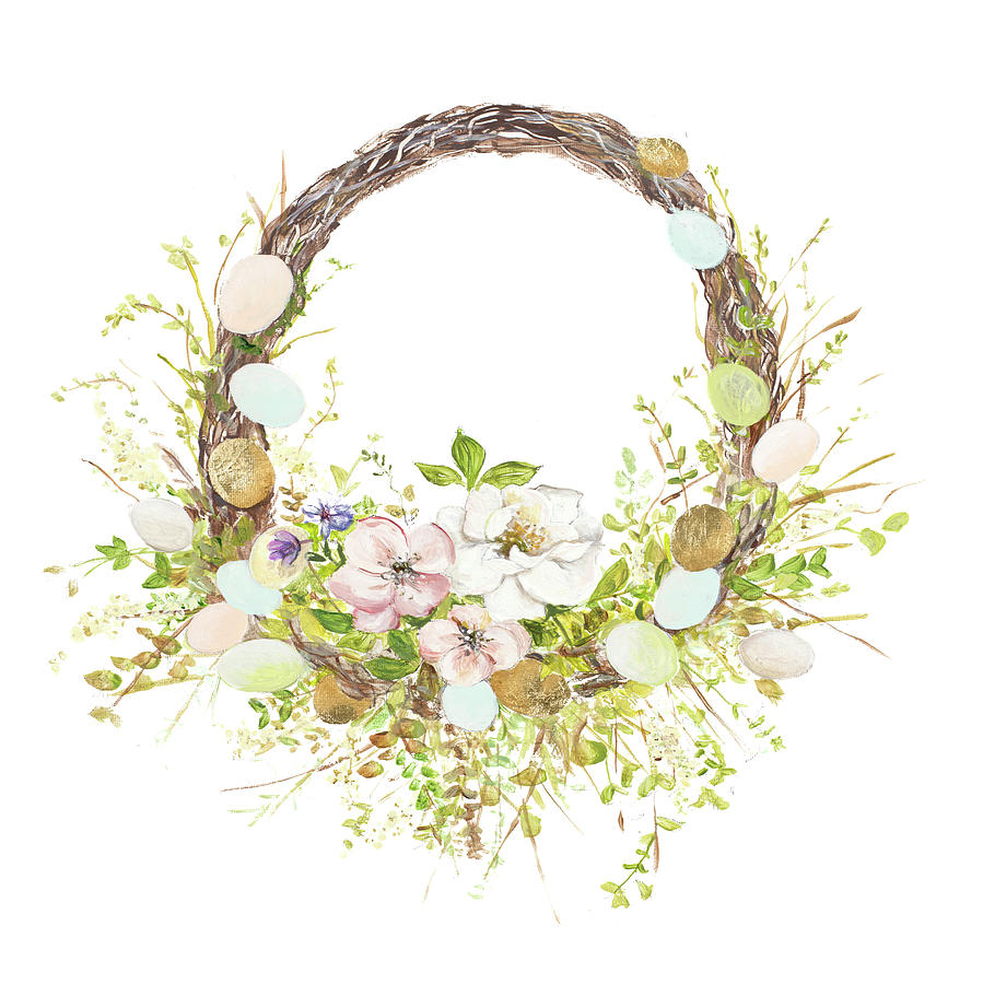 Easter Painting - Easter Wreath by Patricia Pinto