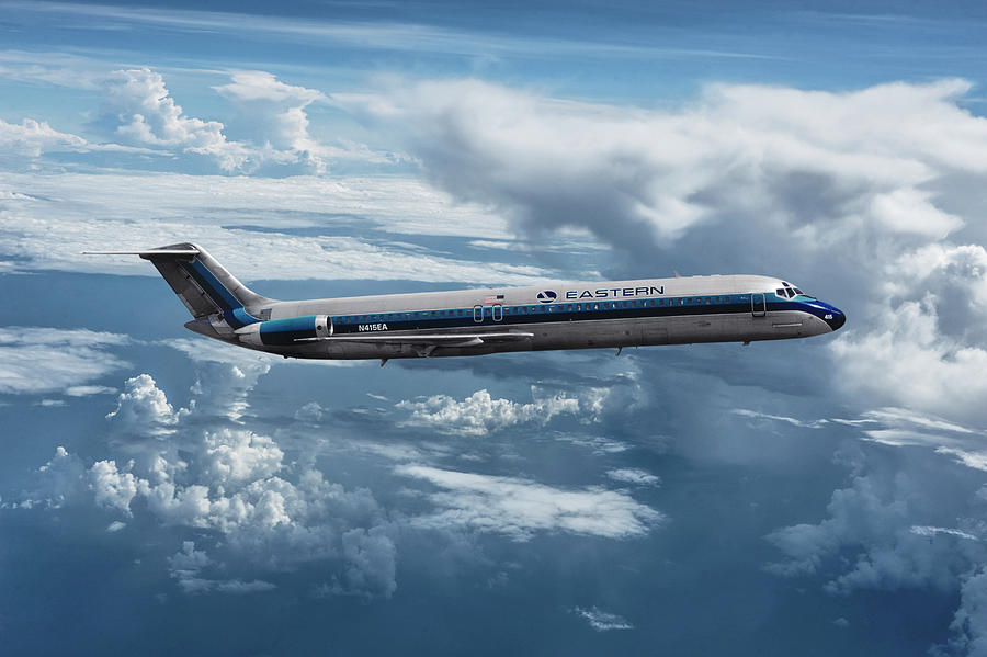 Eastern Airlines DC-9 Among the Clouds Mixed Media by Erik Simonsen