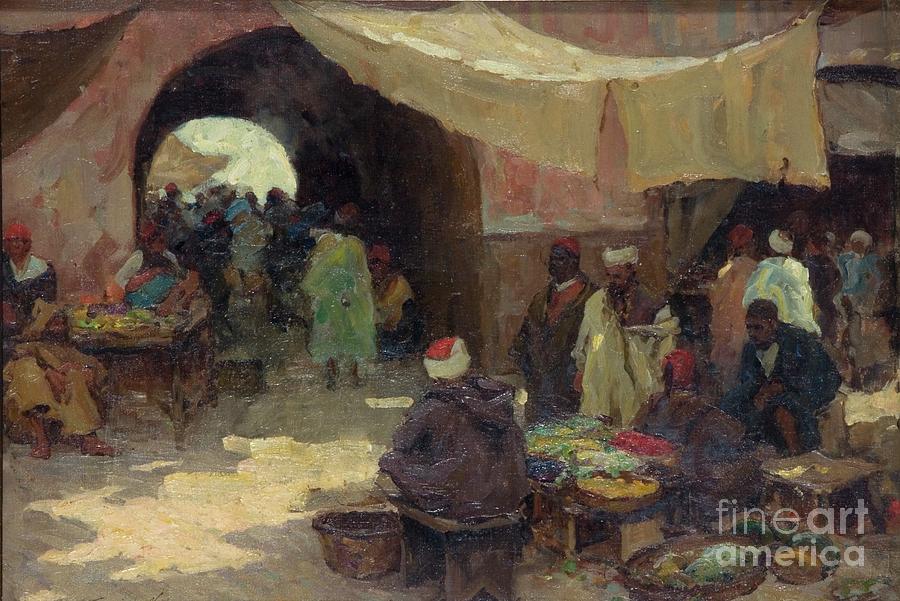 Eastern Bazaar Scene, 1880-1936 Drawing by Heritage Images