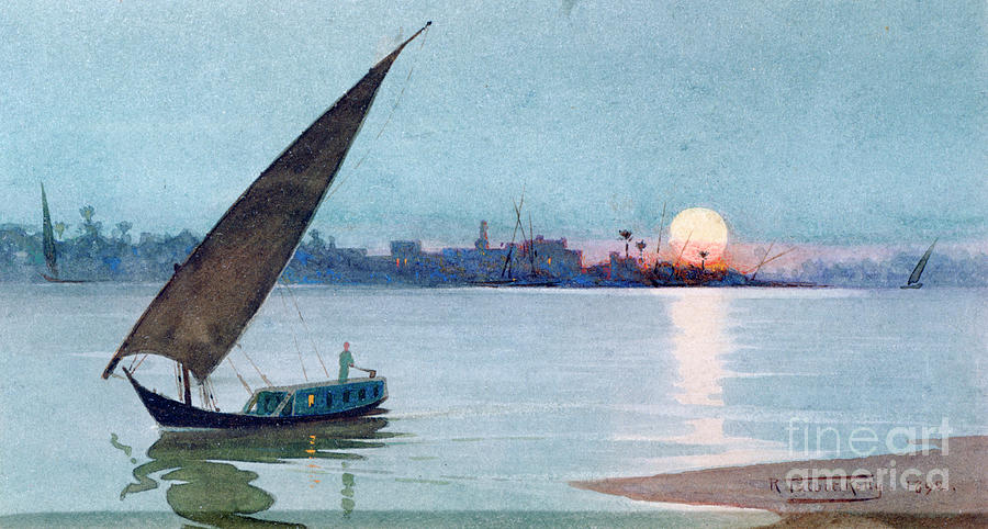 Eastern Lake, Egypt, 1892. Artist Drawing by Print Collector
