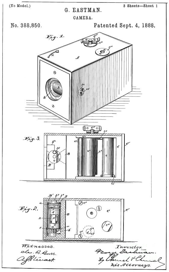 USA Patent EASTMAN KODAK BOX CAMERA Mounted Matted PRINT 10" x 8" 1888 Gift Xmas 