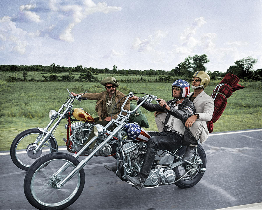 Dennis Hopper Photograph - Easy Rider Bike Scene by Globe Photos