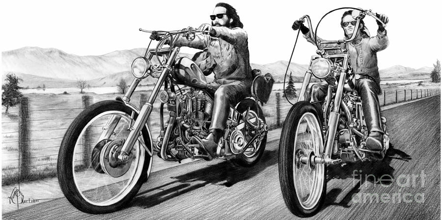 Easy Riders Drawing by Murphy Elliott