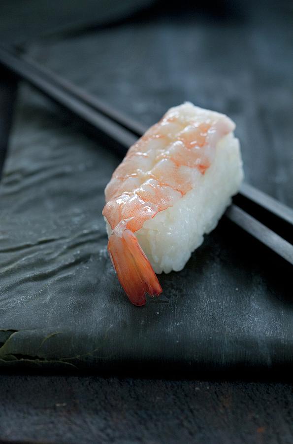 Ebi Sushi With A Prawn Photograph by Martina Schindler