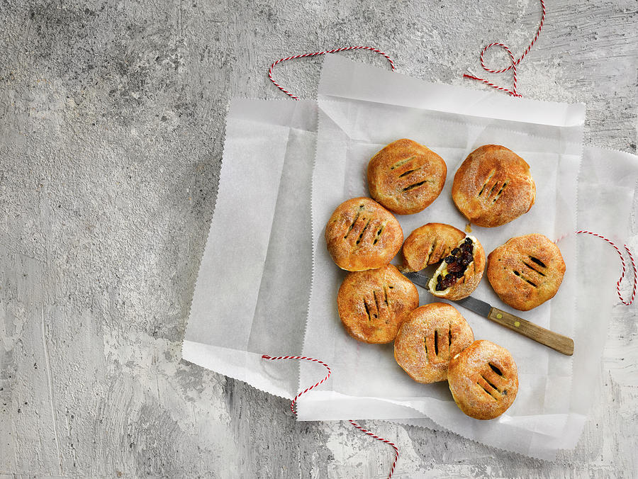 Eccles Cakes puff Pastry With Raisin Filling, England Photograph by Huw Jones
