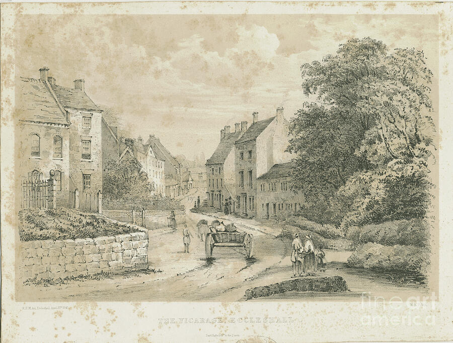Eccleshall Village, Tinted In Buff, 21 Apr 1843 Print Drawing by Louis Haghe Eccleshall Village, Tinted In Buff, 21 Apr 1843 Print Drawing by Louis Haghe