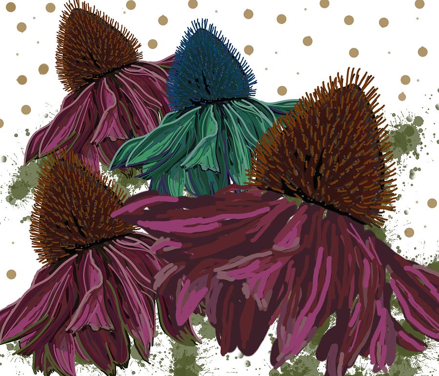 Echinacea Flower Skirts Drawing by Joan Stratton