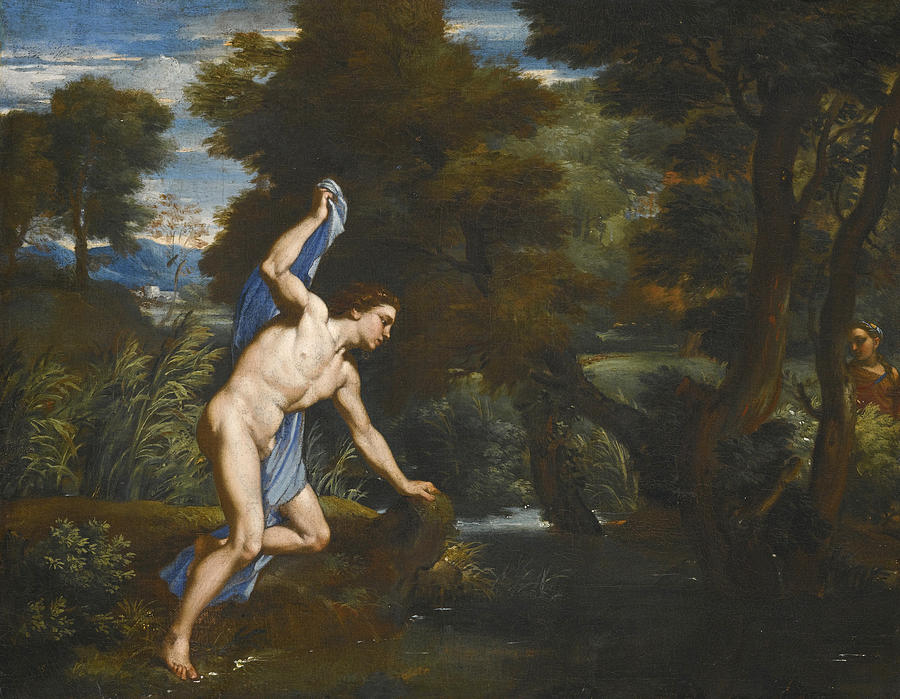Echo and Narcissus Painting by Attributed to Franciscus de Neve I