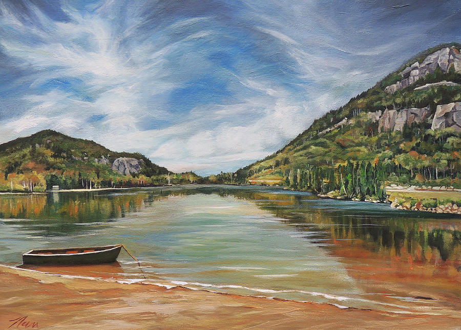 Echo Lake in Franconia Notch New Hampshire Painting by Nancy Griswold