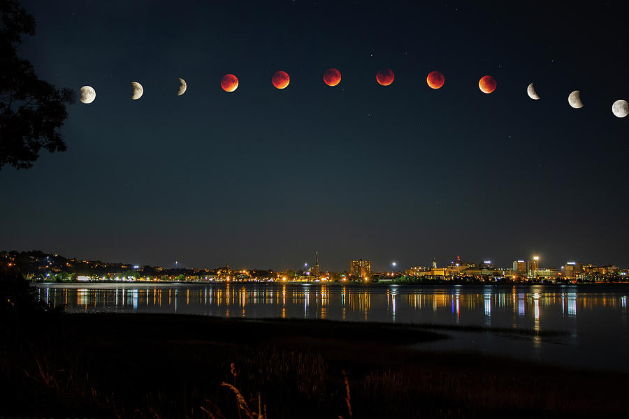 Lunar Eclipse over Portland, ME Photograph by Ed Fletcher Fine Art