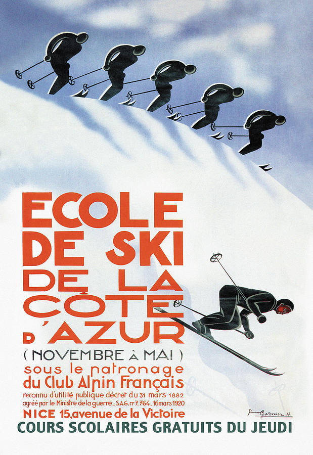 Ecole de Ski Painting by Simon Garnier