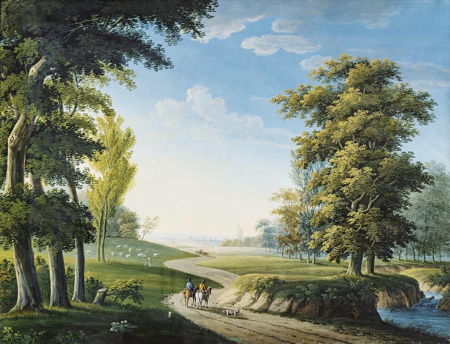 Ecole francaise vers 1800 TWO HORSEMEN ON A PATH Painting by Ecole  francaise vers - Pixels