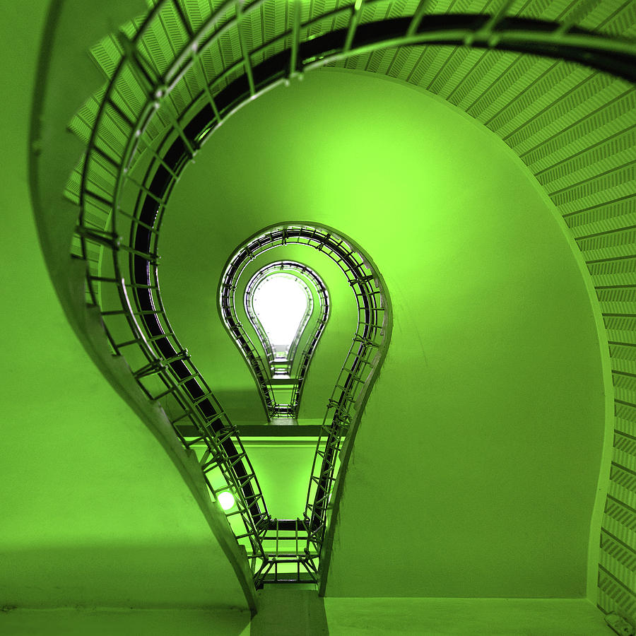 Ecological Light Bulb Near Staircase Photograph by Nilseisfeld