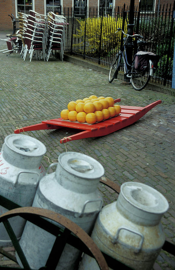 Edam, Cheese And Milk Cans, Netherlands, Europe Photograph by Foto Herzig
