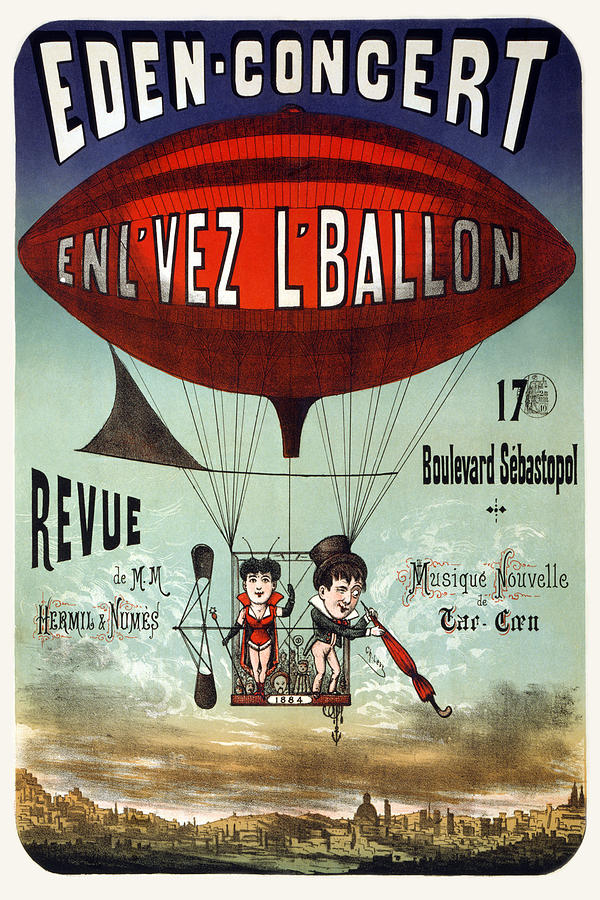 Eden-concert, enlvez lballon revue Painting by Ch. Levy