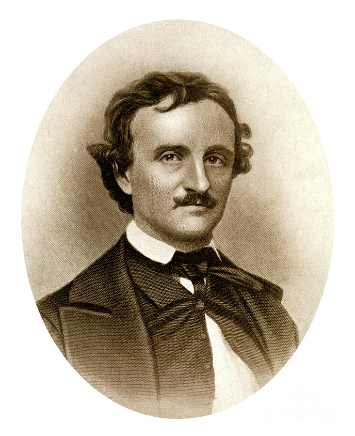 Edgar Allan Poe, American Poet, Short Drawing by Print Collector