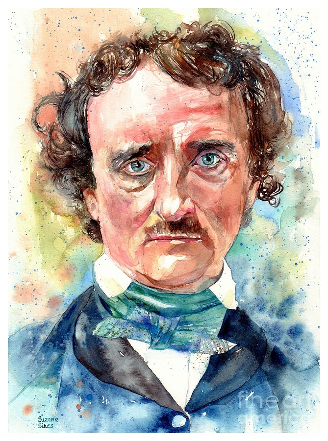 Vintage Painting - Edgar Allan Poe Portrait by Suzann Sines